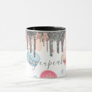 Taza Dulces Caramelos con Brillo de Plata Moderno