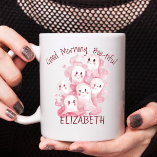 Taza Dulces Fantasmas Rosados de Halloween Divertidos y