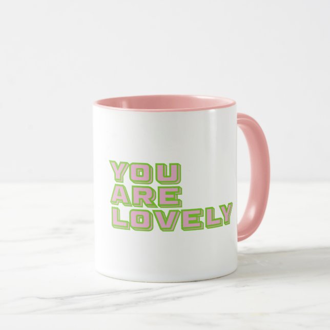 Taza Duo coloured typography-You are lovely mantra (Anverso derecho)