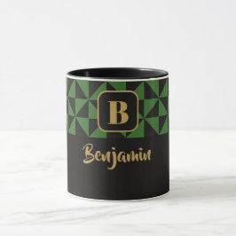 Taza Duo Geo Black & Forest Green Custom Names