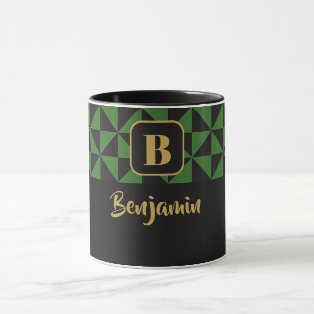 Taza Duo Geo Black & Forest Green Custom Names (Centro)
