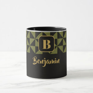Taza Duo Geo Black & Olive Moss Custom Names