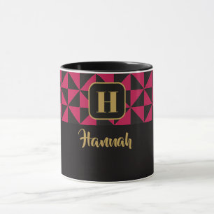 Taza Duo Geo Black & Pink Custom Names