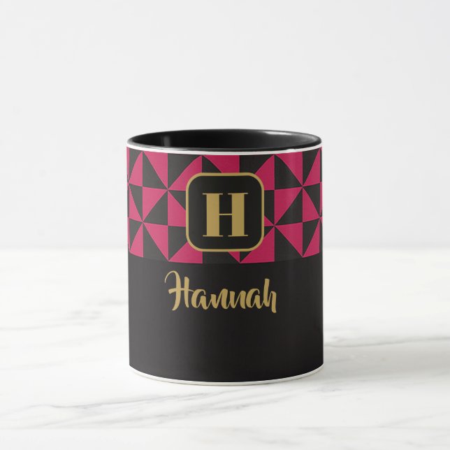 Taza Duo Geo Black & Pink Custom Names (Centro)