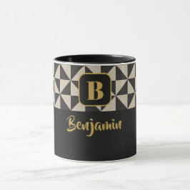 Taza Duo Geo Nombres personalizados Gray Black & Stone
