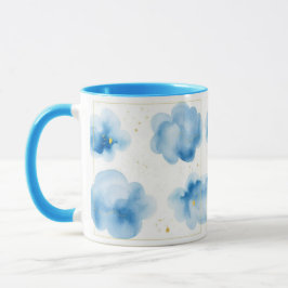 Taza Dusty Blue Clouds Sprinkled Gold Frame Mug Tasse