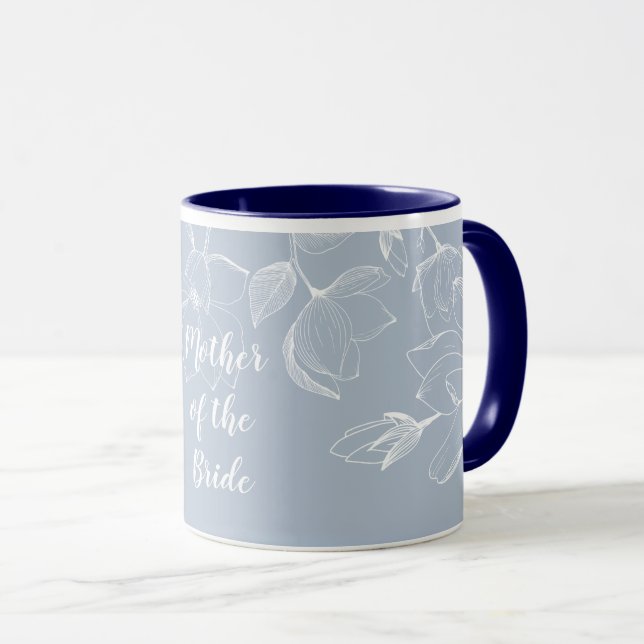 Taza Dusty Blue White Magnolias Boda (Anverso derecho)