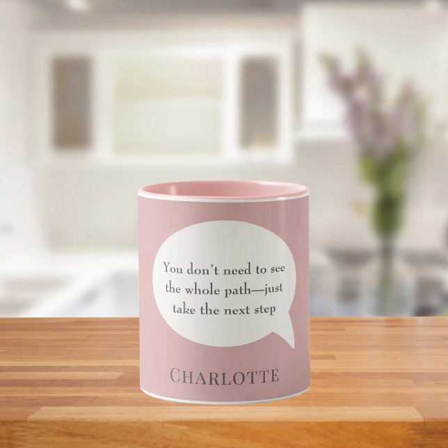 Taza Dusty rose pink ivory inspirational goal quote (Subido por el creador)