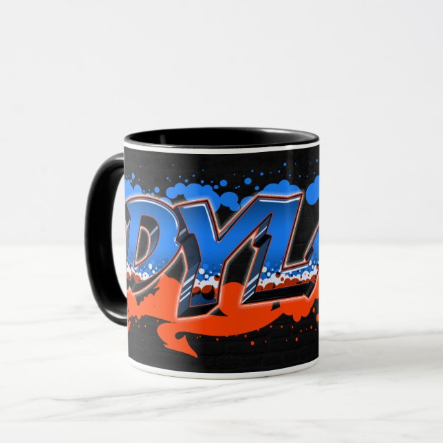 Taza Dylan Vorname Name Graffiti blue orange Tasse (Anverso izquierdo)
