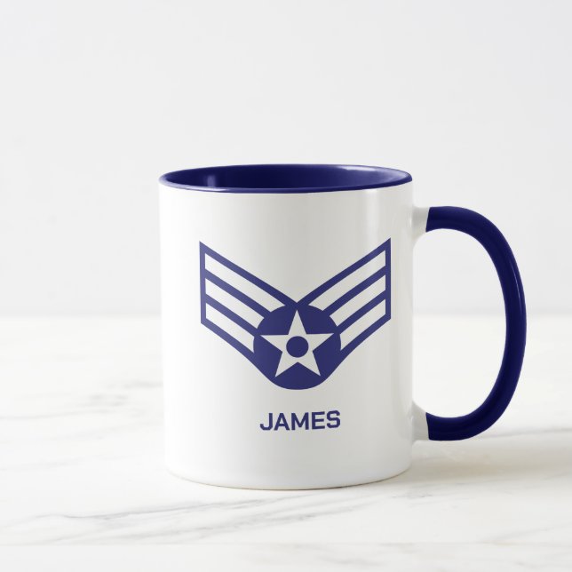 Taza E-4 Senior Airman Rank Air Force Personalizada (Derecha)