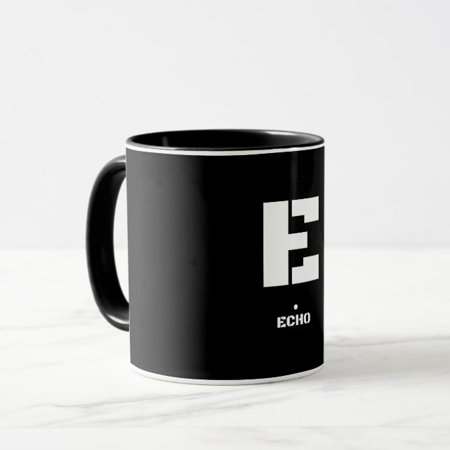 Taza E (Echo) Código Fonético de Alfabeto y Morse de la (Anverso izquierdo)
