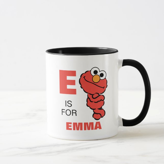 Taza E es para Elmo | Añadir su nombre (Derecha)