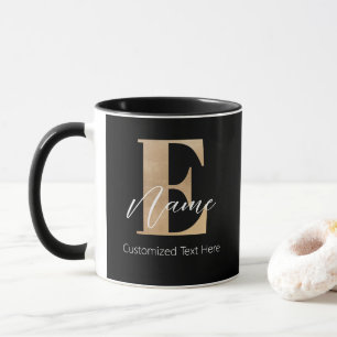 Taza E & Nombre inicial monogramado moderno personaliza
