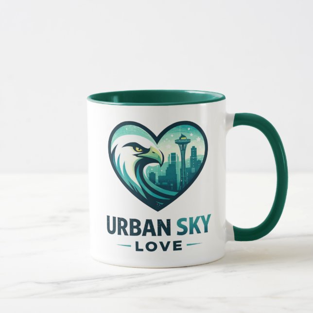 Taza Eagle Over City Skyline Nature Meets Urban Tee (Derecha)