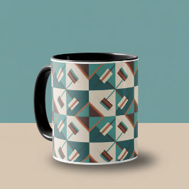 Taza Earth Grid Teal and Brown 