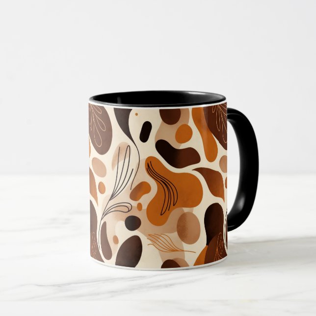 Taza Earthy Botanical Mix Mug – Modern Abstract Design (Anverso derecho)