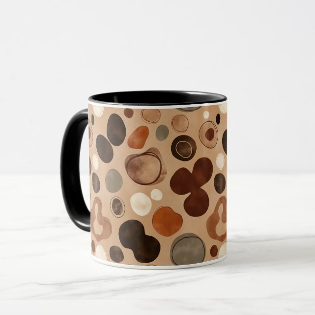 Taza Earthy Pebble Pattern Mug – Warm Stone Dots (Anverso izquierdo)