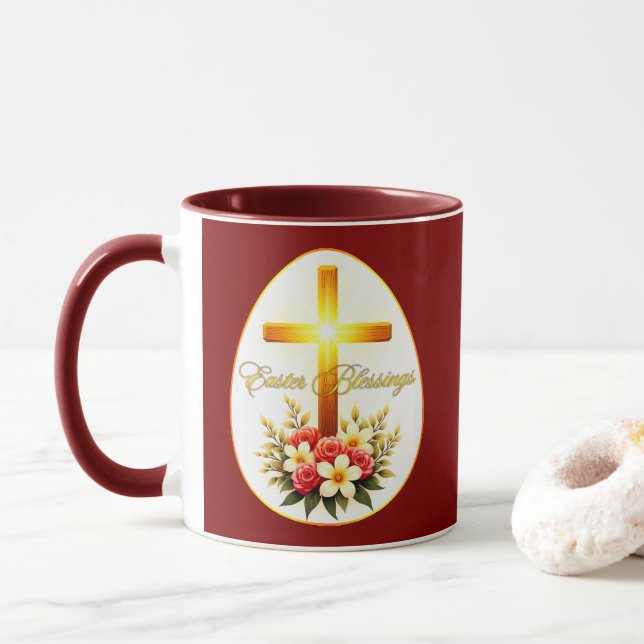 Taza Easter Blessings – Christian Faith Art - caneca (Con donut)
