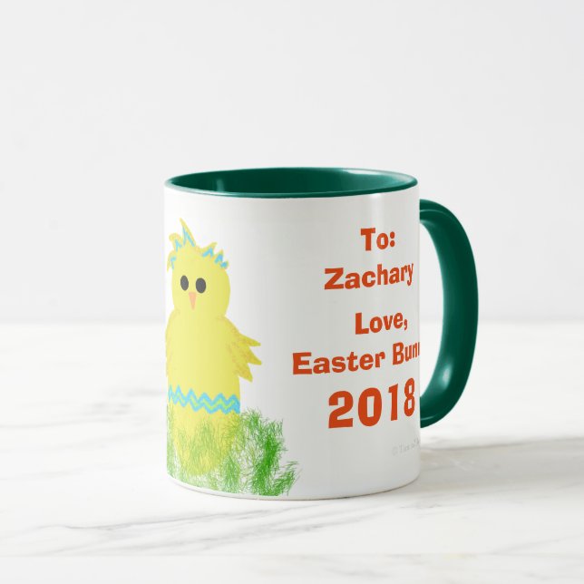Taza Easter Bunny Blue Green Chick Eggys Keepsake (Anverso derecho)