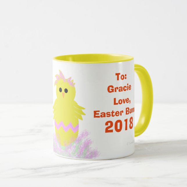 Taza Easter Bunny Pink Green Chick Eggys Keepsake (Anverso derecho)