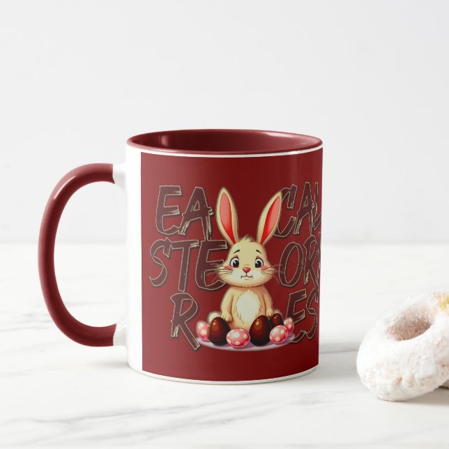 Taza Easter Calories Stories – Funny Bunny - caneca (Con donut)