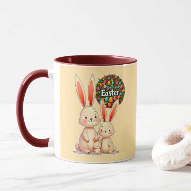 Taza Easter Family – Cute Bunny Celebration - caneca (Con donut)