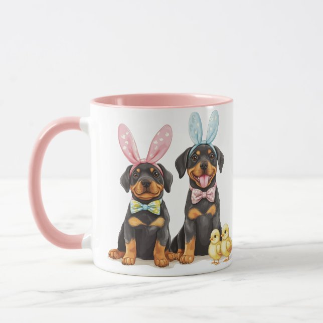 Taza Easter Rottweiler Dogs Bunny Ears (Izquierda)