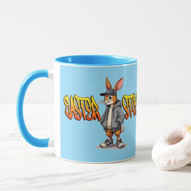 Taza Easter Style – Street Bunny Design - caneca (Con donut)