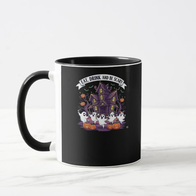 Taza Eat Drink And Be Scary Classic Funny Retro (Izquierda)