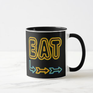 Taza Eat Retro Neon Rótulo Art Coffee Mug