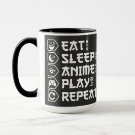 Taza Eat Sleep Anime Play Repeat Otaku Anime Lifestyle