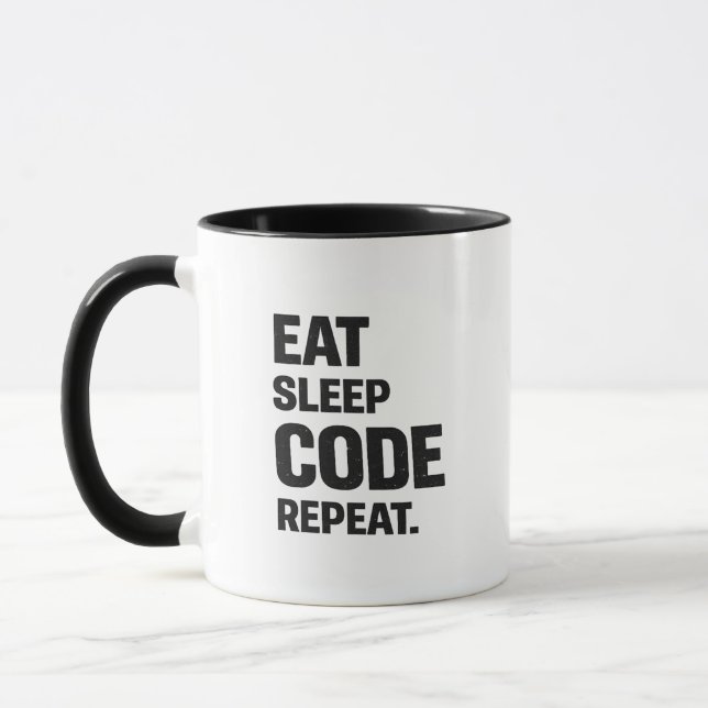 Taza Eat Sleep Code Repeat – Funny Programmer Humor (Izquierda)