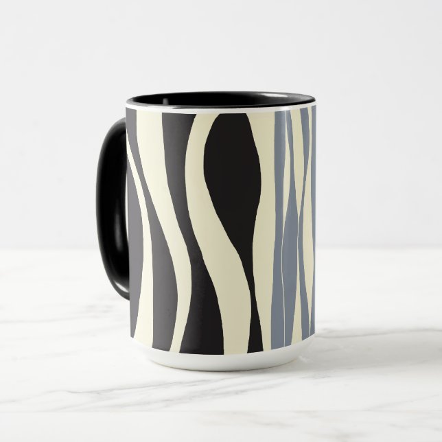 Taza Ebb y Flow en negro, gris y crema (Anverso izquierdo)