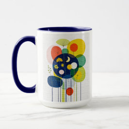 Taza Ecléctico Botánico Oscuro Retro Moderno Flor Cósmi