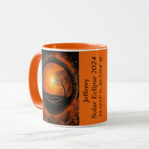 Taza Eclipse total del nombre de las coordenadas GPS de