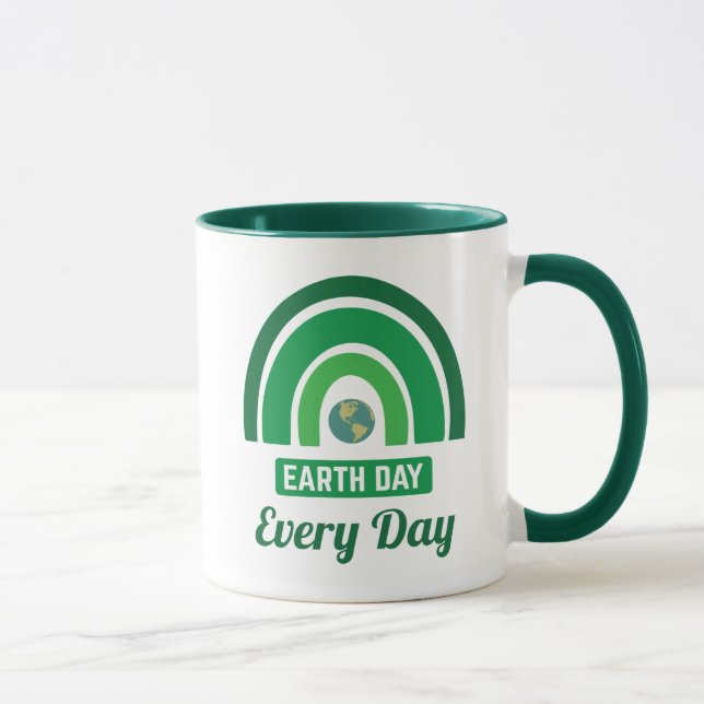 Taza Ecología del Arcoiris Verde Día de la Tierra Todos (Derecha)