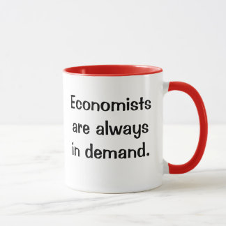 Taza Economistas en demanda. Lema ingenioso de la cita