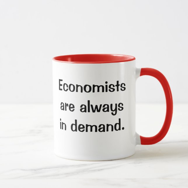 Taza Economistas en demanda. Lema ingenioso de la cita (Derecha)