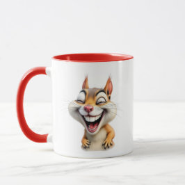 Taza Écureuil hilarant, sourire et yeux plissés.