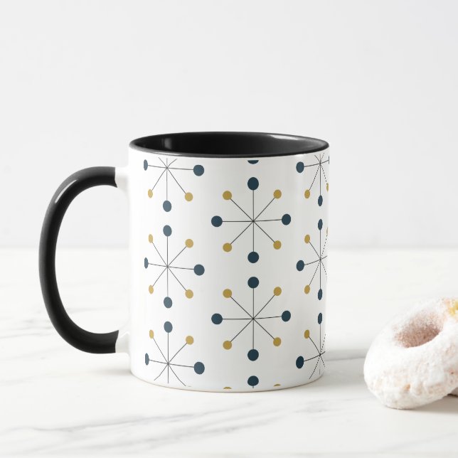 Taza Edad atómica, MCM Pattern Navy Mustard Yellow (Con donut)