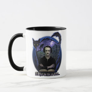 Taza Edgar Allan Poe Gothic Mug - Haunted Raven & Cat