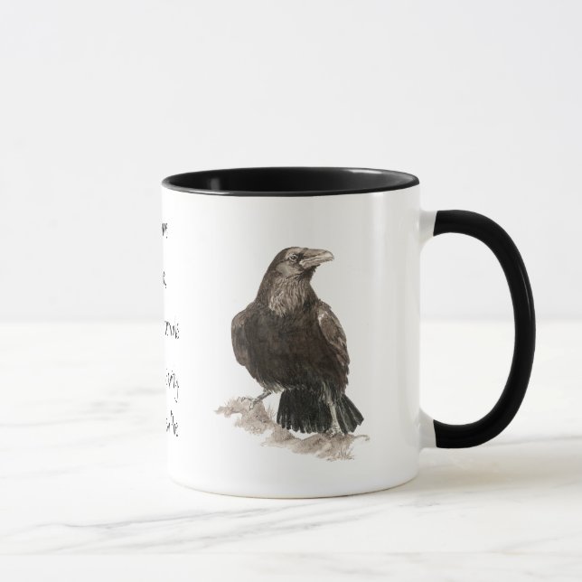 Taza Edgar Allen Poe, cita de la demencia de Raven (Derecha)