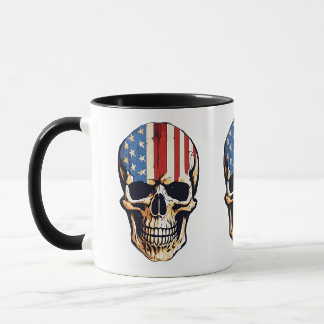 Taza "Edgy Elegance: Cabeza de cráneo imprimida Mug par (Izquierda)