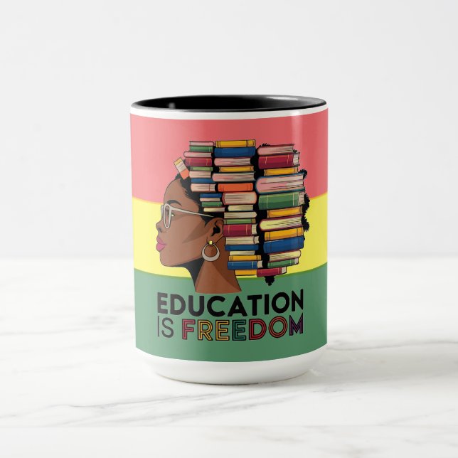 Taza Education Is Freedom Afro Profile Design  (Centro)