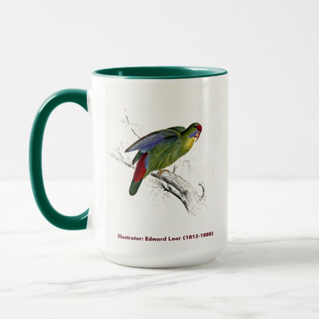 Taza Edward Lear Bird Collection Red Frontige Parakeet (Izquierda)