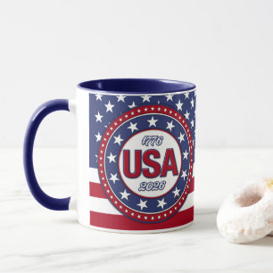 Taza EE. UU. 1776 - 2026 Con bandera de EE. UU.