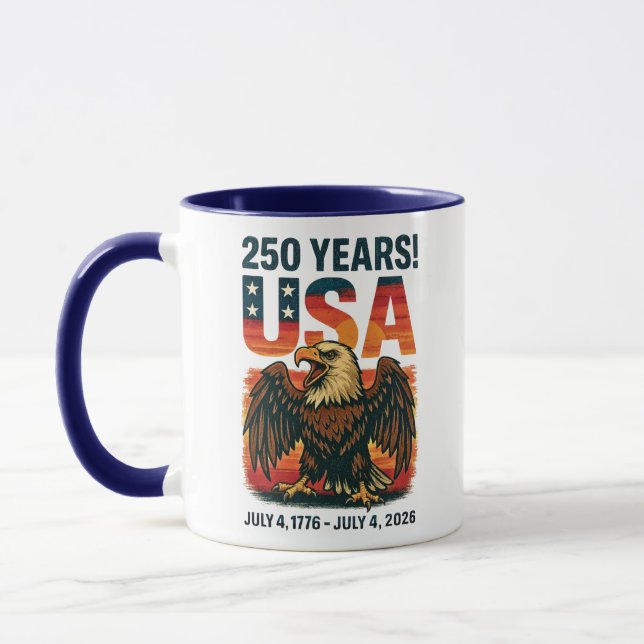 Taza EE.UU. 250 años - Águila calva patriótica 4 de jul (Izquierda)