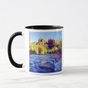 Taza EE. UU., Arizona, Sedona. Cathedral Rock reflejand