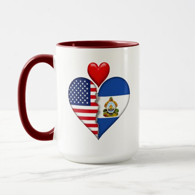 Taza EE. UU. Honduras Corazón banderas Patrimonio Hispa (Izquierda)