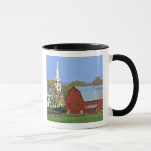 Taza EE. UU., Vermont, Peacham. Un granero rojo y blanc
